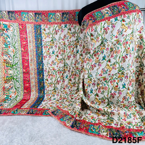 Self jacquard Positional Print Dola Silk Dupatta-D2185