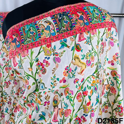 Self jacquard Positional Print Dola Silk Dupatta-D2185