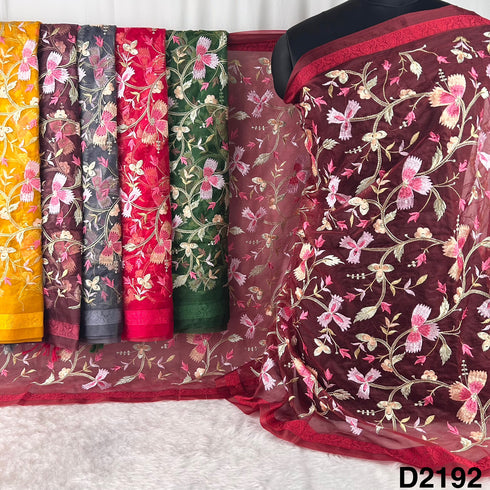 Thread Embroidered Organza Dupatta-D2192