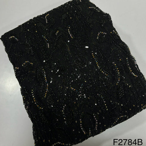 Cut Dana Beads Embroidered Net fabric - F2784