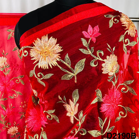 Thread Embroidered Organza Dupatta-D2190