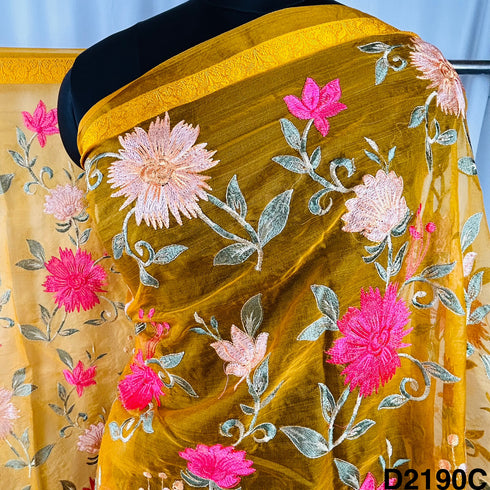 Thread Embroidered Organza Dupatta-D2190