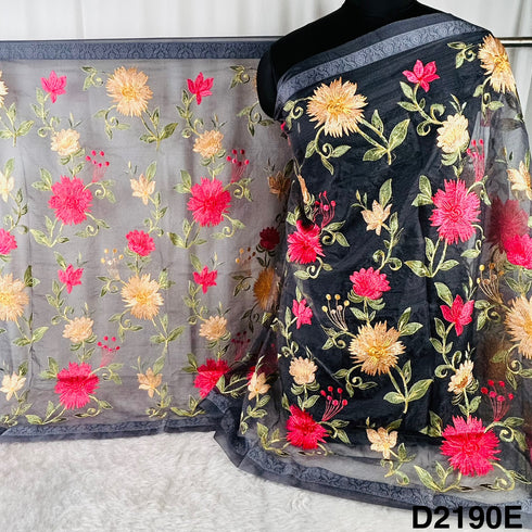 Thread Embroidered Organza Dupatta-D2190