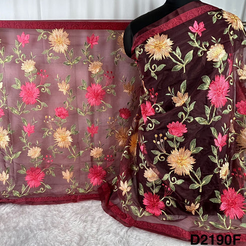 Thread Embroidered Organza Dupatta-D2190