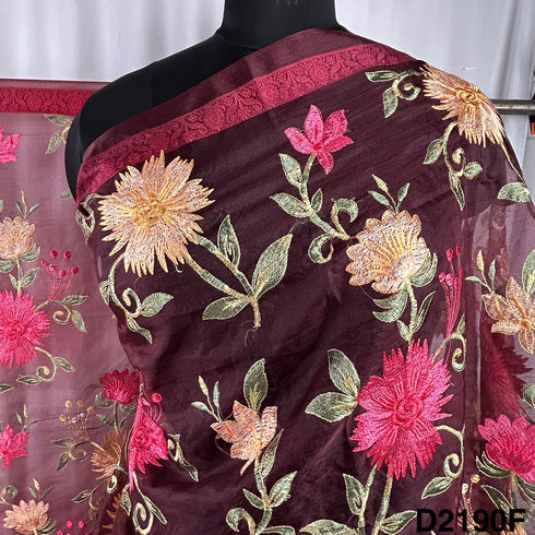 Thread Embroidered Organza Dupatta-D2190