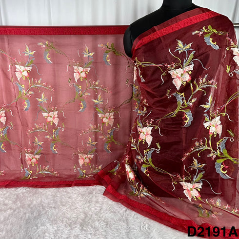 Thread Embroidered Organza Dupatta-D2191