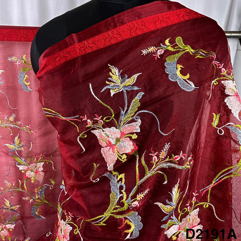Thread Embroidered Organza Dupatta-D2191
