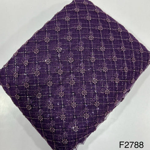 Cut Dana Work Embroidered Net Fabric - F2788