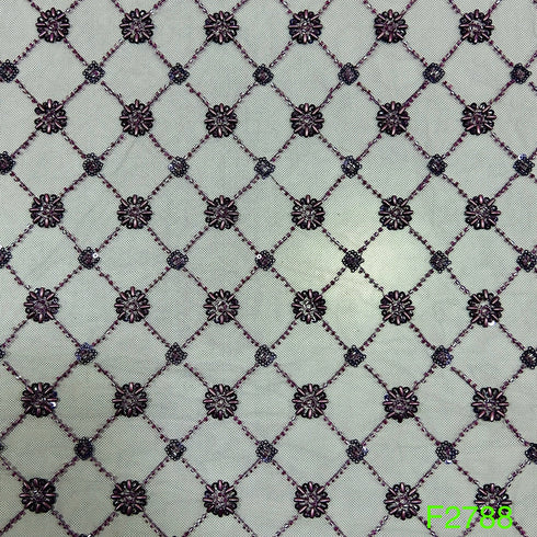 Cut Dana Work Embroidered Net Fabric - F2788