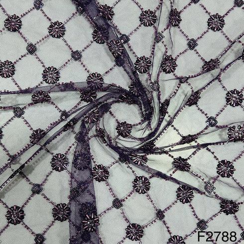 Cut Dana Work Embroidered Net Fabric - F2788