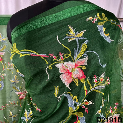 Thread Embroidered Organza Dupatta-D2191