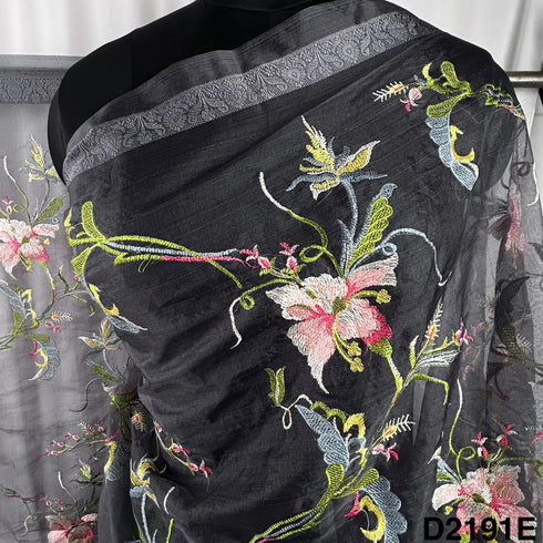 Thread Embroidered Organza Dupatta-D2191