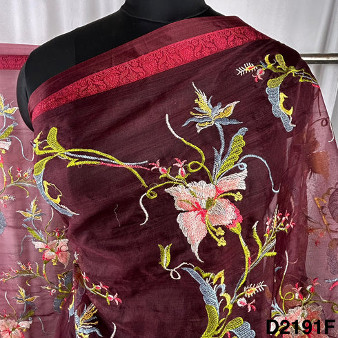 Thread Embroidered Organza Dupatta-D2191