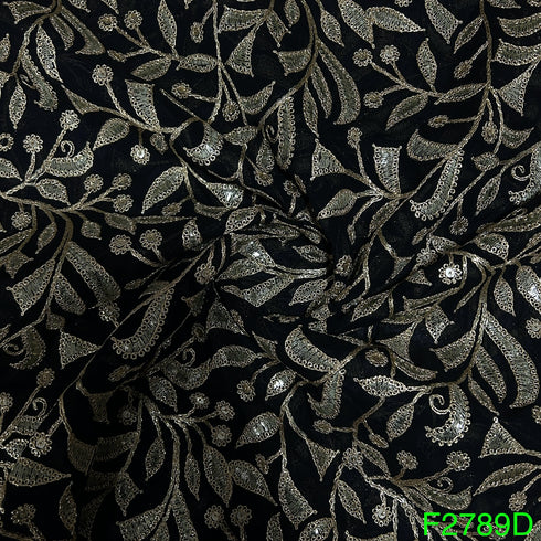 Zari Sequins Georgette Fabric-F2789