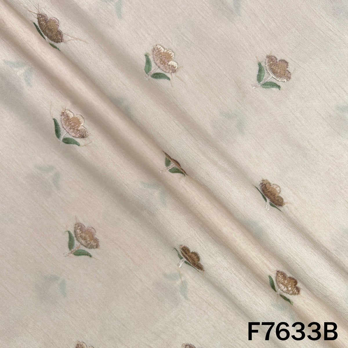 Thread Embroiderd Dola Silk Fabric - F7633
