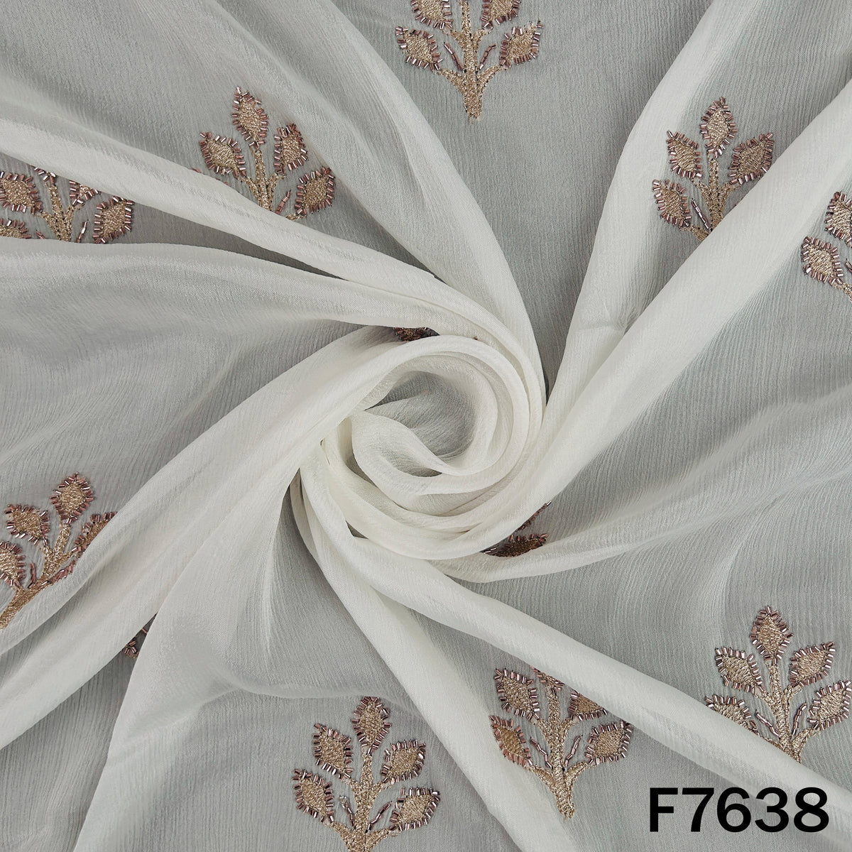 Dyeable Cut Dana Zari Work Chinnon Chiffon Fabric - F7638