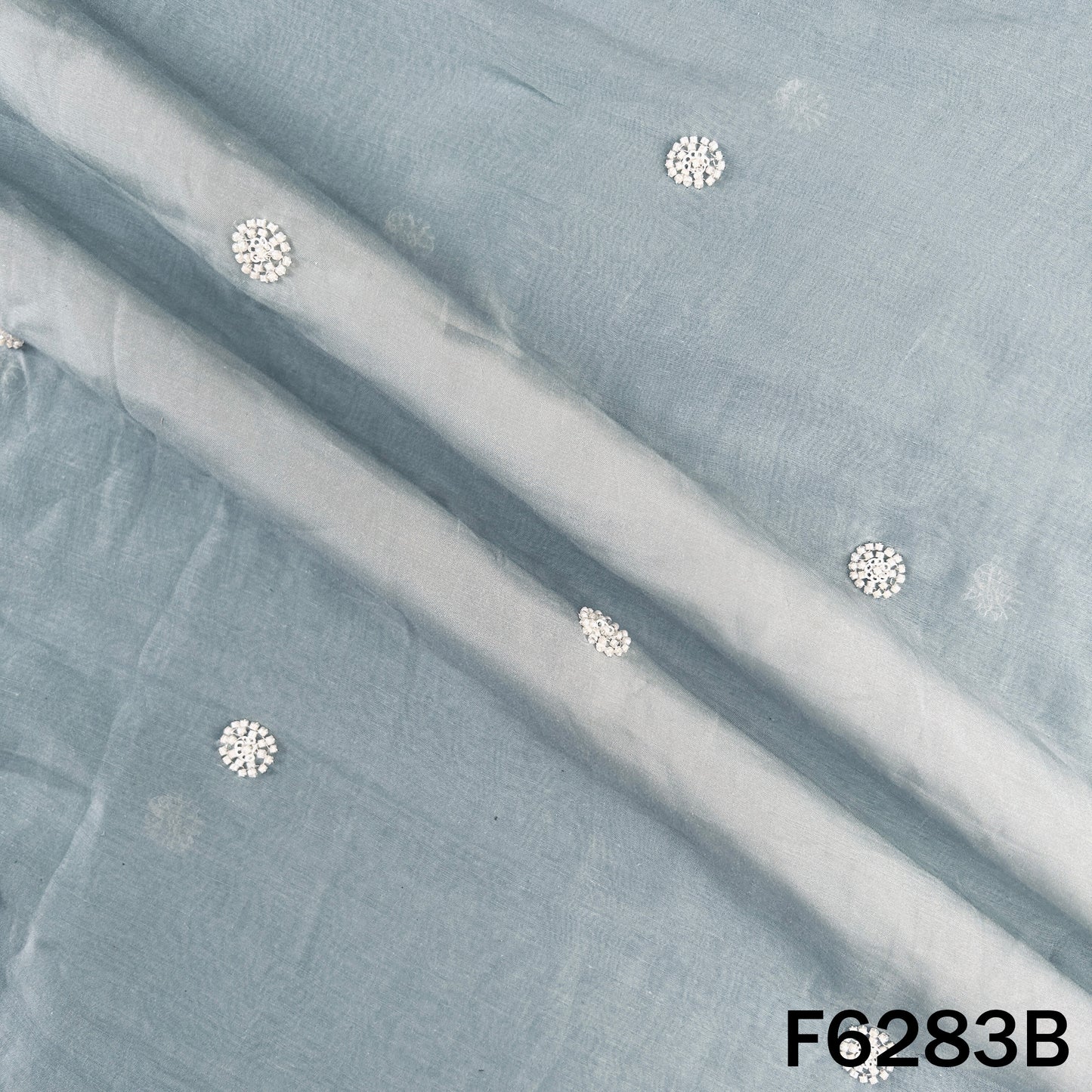 Cut Dana Thread Sequins Work Mul Chanderi Fabric - F6283