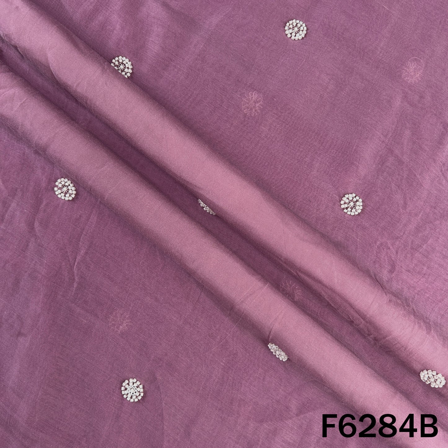 Cut Dana Thread Sequins Work Mul Chanderi Fabric - F6284