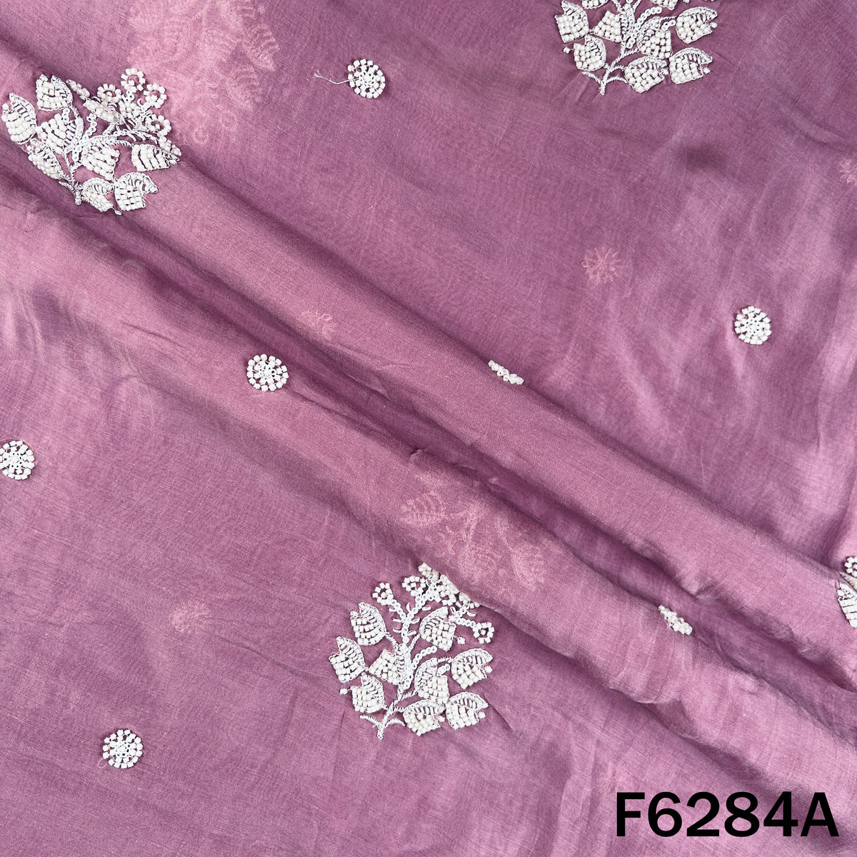 Cut Dana Thread Sequins Work Mul Chanderi Fabric - F6284