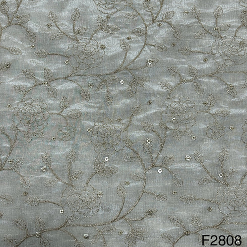 Dyeable Zari Sequins Tissue Fabric-F2808