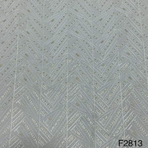 Thread Sequins Embroidered Silk Fabric F2813
