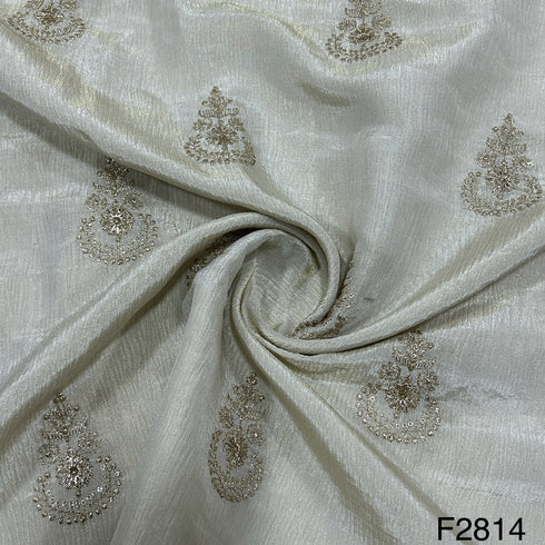 Dyeable Zari Embroidered Tissue Fabric-F2814
