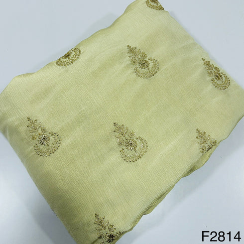 Dyeable Zari Embroidered Tissue Fabric-F2814