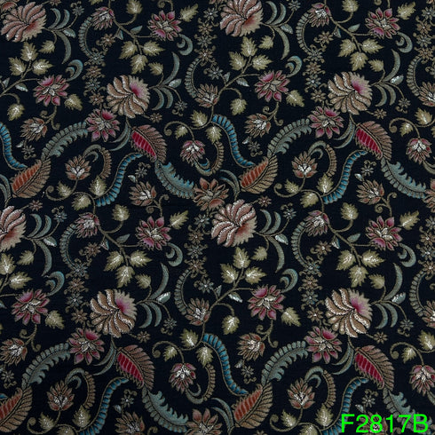Positional Print Jacquard Dola silk Fabric-F2817