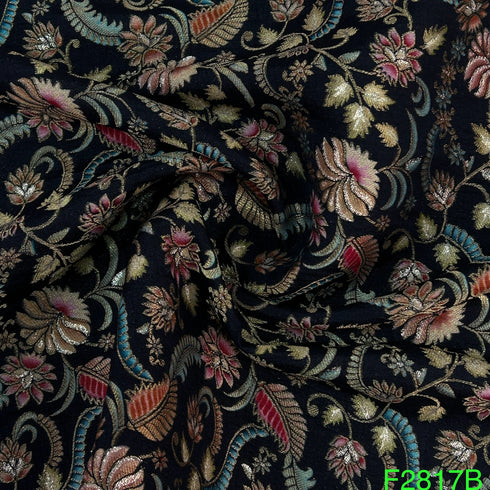 Positional Print Jacquard Dola silk Fabric-F2817