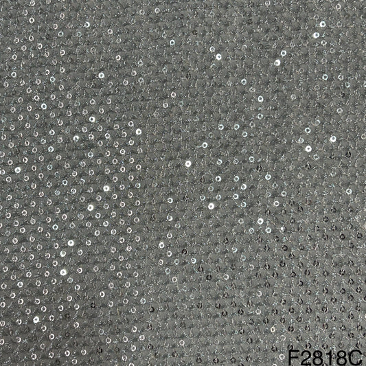 Zari Sequins Embroidered georgette Fabric-F2818