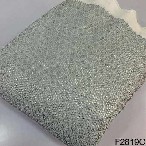 Zari Sequins Embroidered Georgette Fabric-F2819