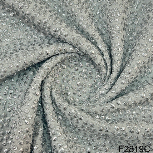 Zari Sequins Embroidered Georgette Fabric-F2819