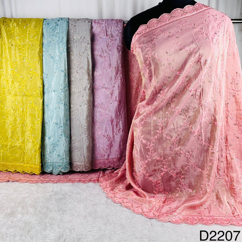 Cut Dana Thread Embroidered Simmer Tissue Dupatta-D2207