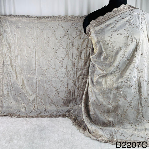 Cut Dana Thread Embroidered Simmer Tissue Dupatta-D2207