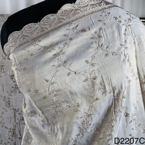 Cut Dana Thread Embroidered Simmer Tissue Dupatta-D2207