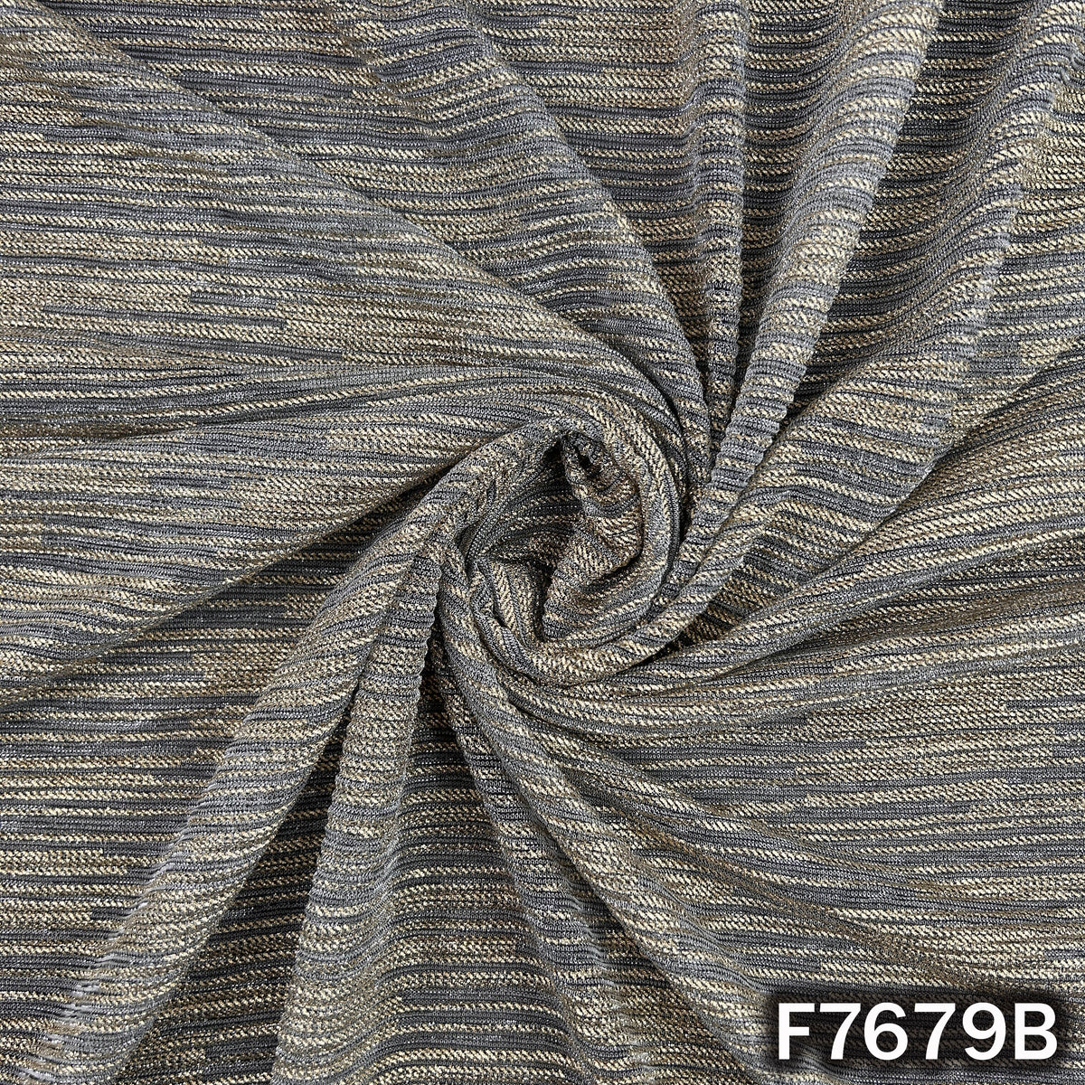 Foil Work Pleated Lycra Fabric - F7679