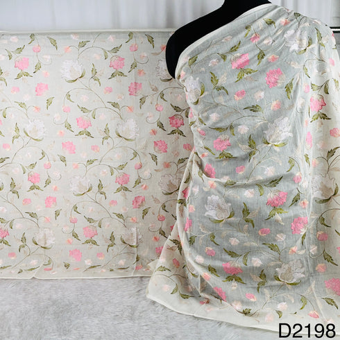 Dyeable Thread Embroidered Pure Chanderi Silk Dupatta-D2198