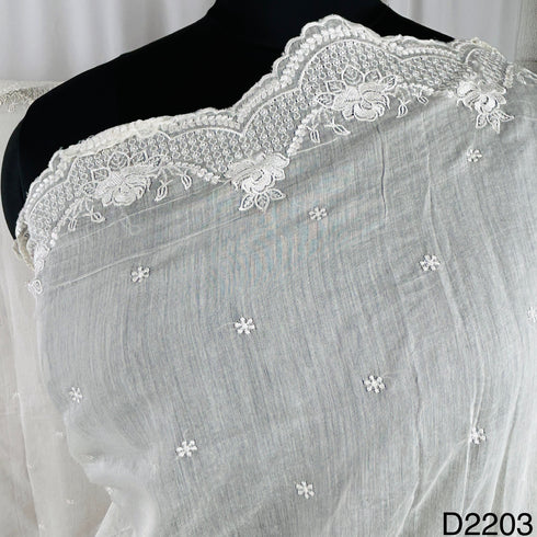 Dyeable Thread Work Pure Chanderi Silk Dupatta-D2203