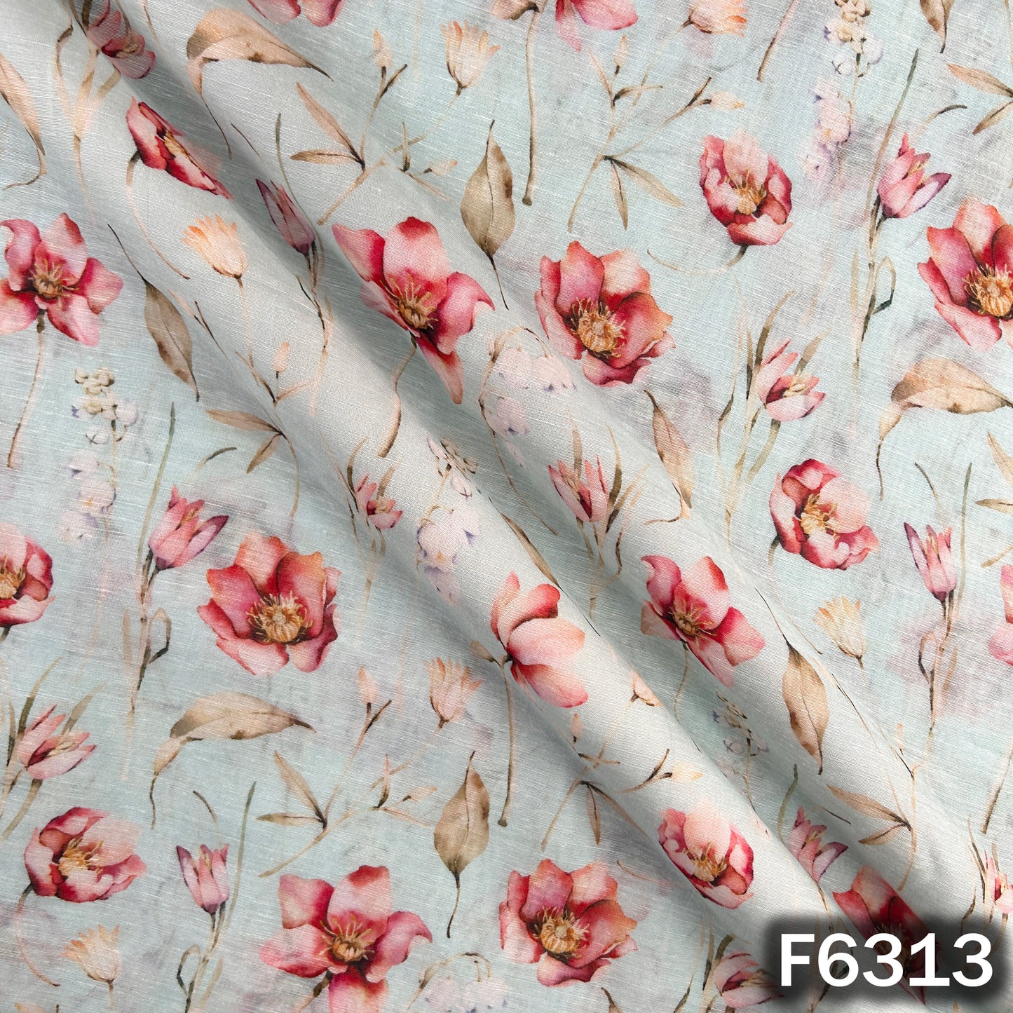 Digital Print Linen Self Chanderi Fabric - F6313