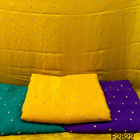 Zari Sequins Embroidered Chinon Chiffon Fabric-F2822