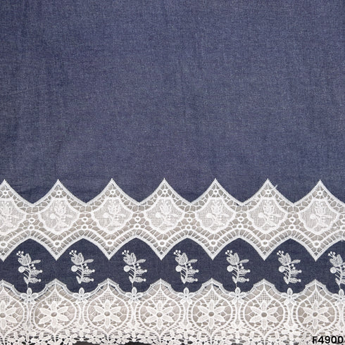 Lace Work Denim Cotton Fabric-F4900