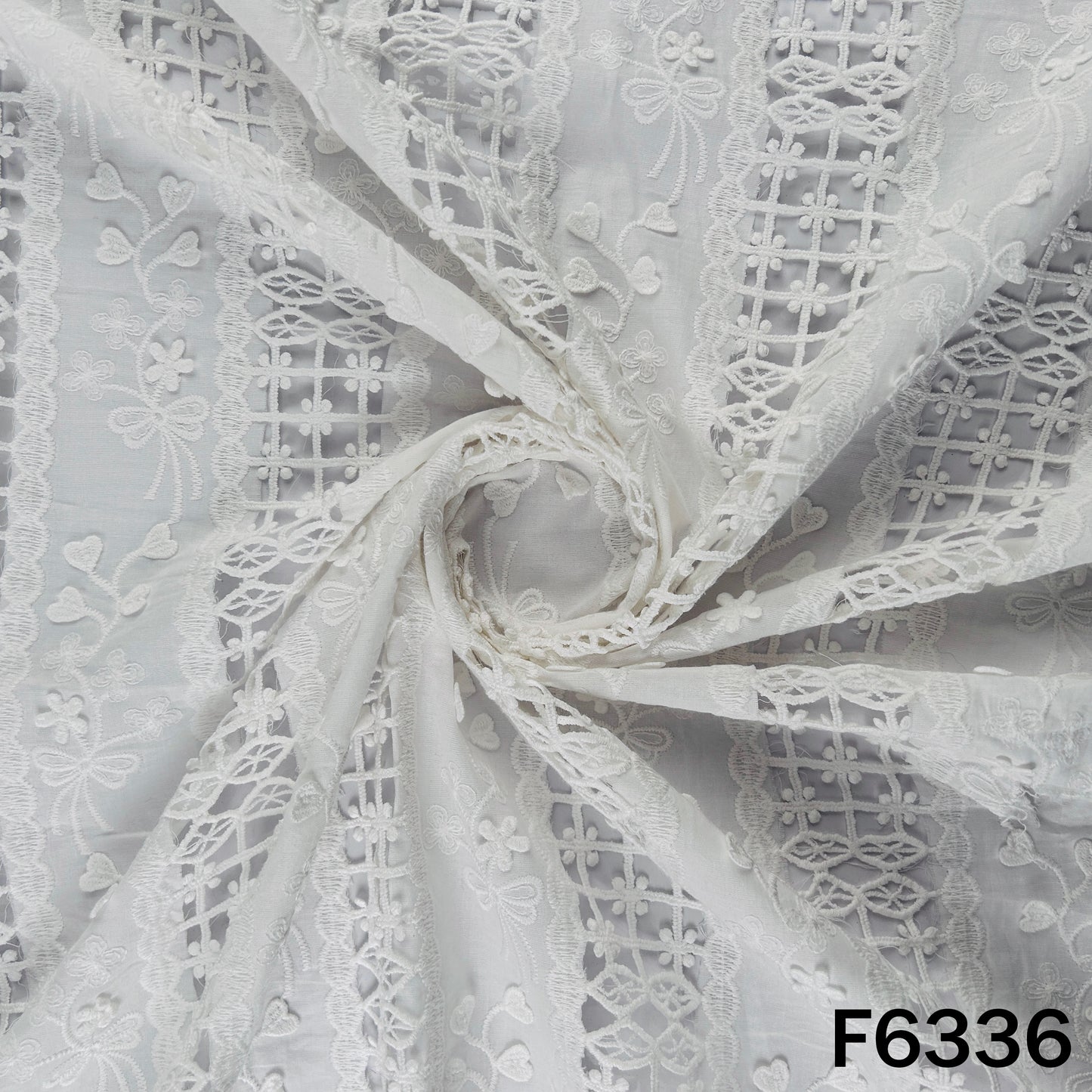 Lace Work Cambric Cotton Fabric - F6336