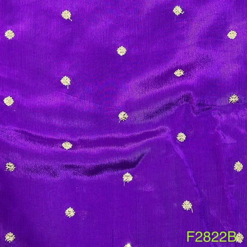 Zari Sequins Embroidered Chinon Chiffon Fabric-F2822