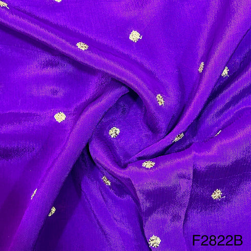 Zari Sequins Embroidered Chinon Chiffon Fabric-F2822