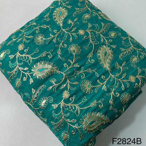 Zari Sequins Embroidered Georgette Fabric-FR2824