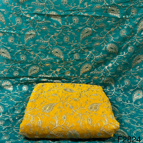 Zari Sequins Embroidered Georgette Fabric-FR2824