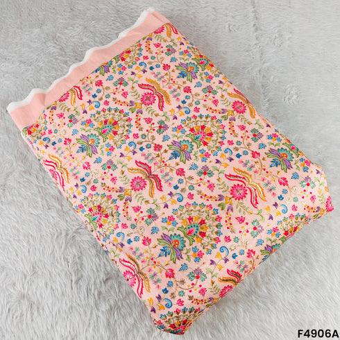 Positional Print Semi Dupion Silk Fabric-F4906