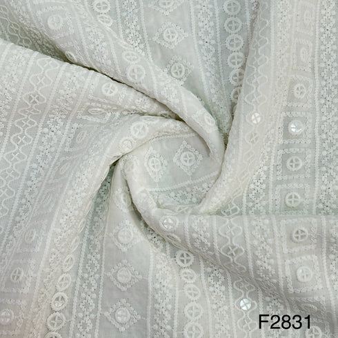 Chikankari Cotton Fabric-F2831