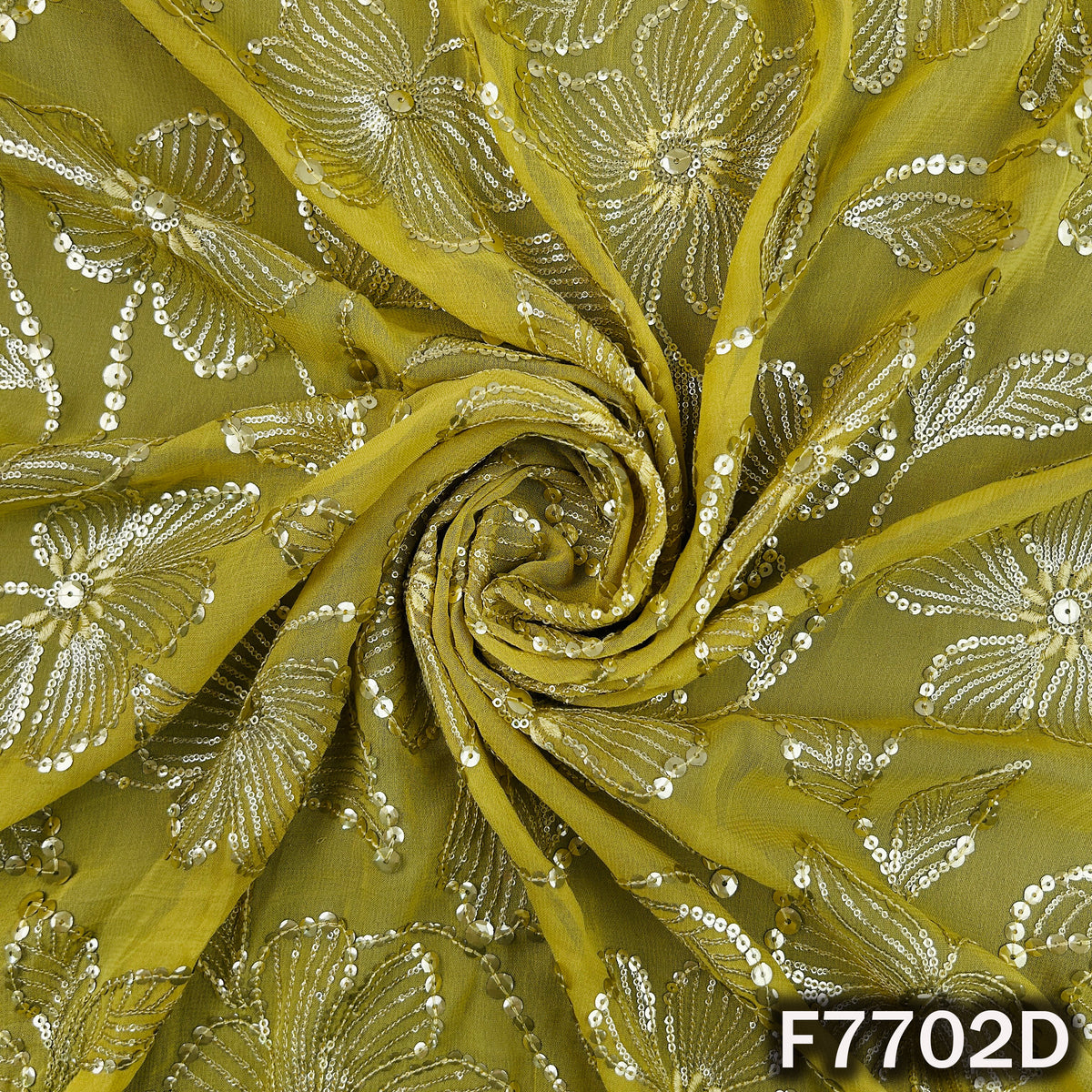 Thread Sequins Embroidered Georgette Fabric - F7702