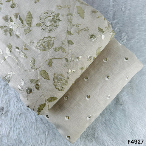 Zari Thread Embroidered Linen Cotton-F4927